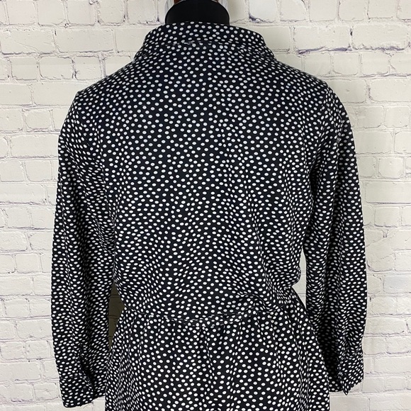 VINTAGE long sleeves polkadots black dress - Picture 9 of 10